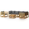 vidaXL 7-tlg. Garten-Lounge-Set mit Auflagen Massivholz Akazie