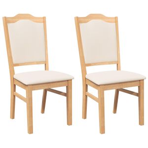 vidaXL Esszimmerst&uuml;hle mit Kissen 2 Stk. Massivholz Gummibaum