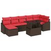 vidaXL Gartensofa-set 8 stk. Braun und Rot Poly-Rattan