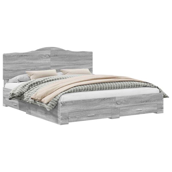 vidaXL Bettrahmen Graues Sonoma 200 x 200 cm Holzwerkstoff