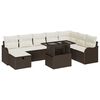 vidaXL Garten-Sofa-Set mit Kissen mit Speicher 9 pcs Braun Poly Rattan