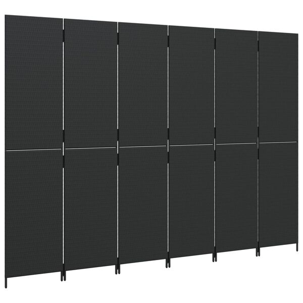 vidaXL Paravent 6-tlg. Schwarz Poly Rattan
