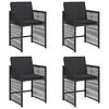 vidaXL Gartenst&uuml;hle mit Kissen 4 Stk. Schwarz Poly Rattan