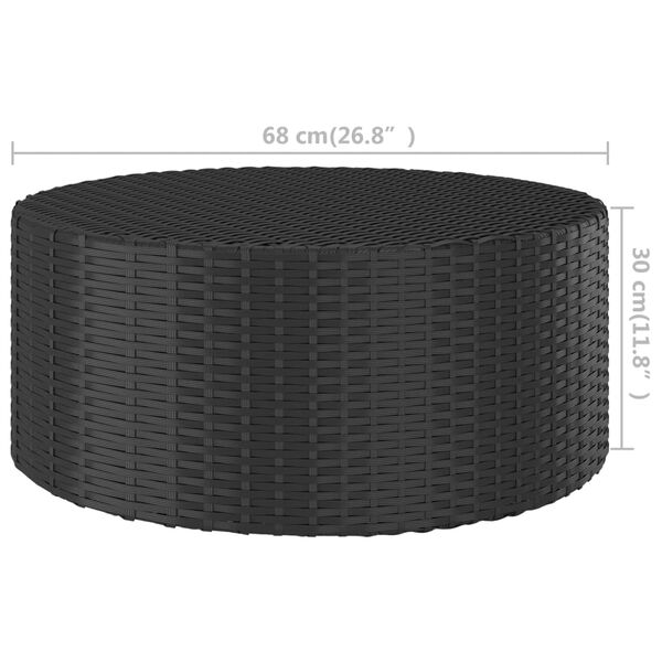 vidaXL Teetisch Schwarz 68x68x30 cm Poly Rattan