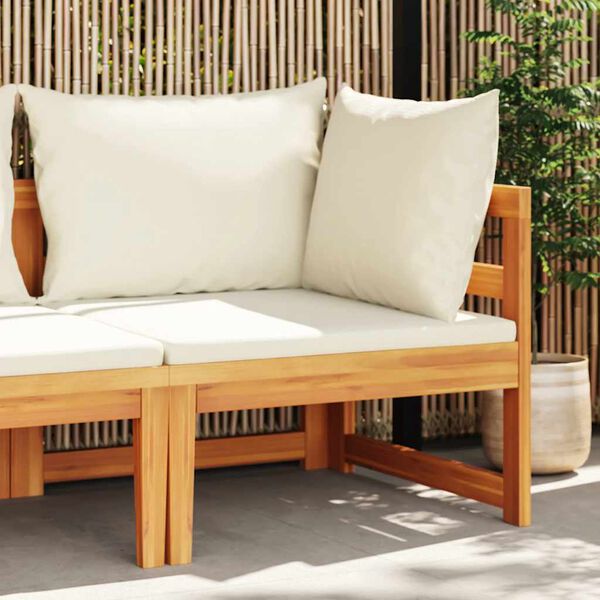 vidaXL Ecksofa mit Cremewei&szlig;en Kissen Massivholz Akazie