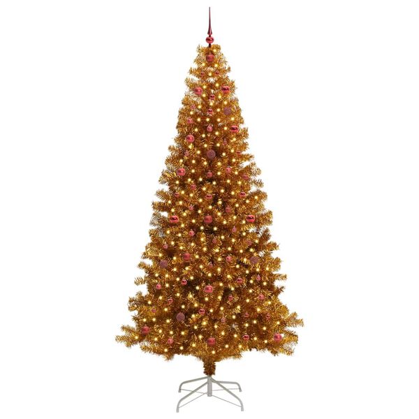 vidaXL Weihnachtsbaum mit 300 LEDs mit St&auml;nder Gold 240 cm PET