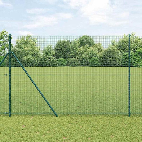 vidaXL Zaunpfosten Gr&uuml;n 50 x 1,5 m (12 x 12 mm Maschen) Stahl und PVC