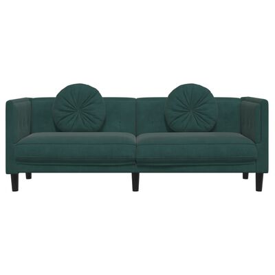 vidaXL Sofa mit Kissen 3-Sitzer Dunkelgrün Samt