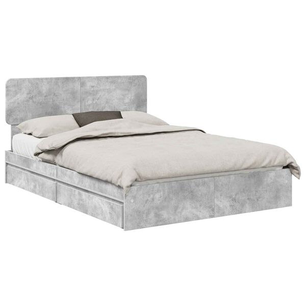 vidaXL Aufbewahrungsbett Beton Grau 140 x 190 cm Holzwerkstoff