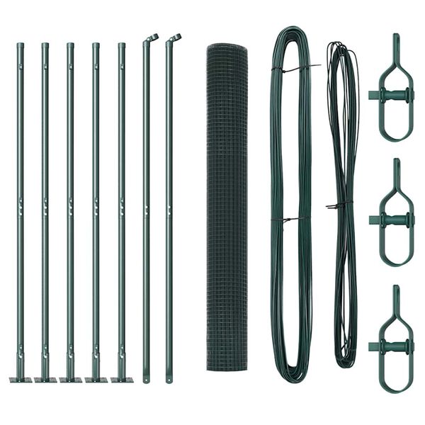 vidaXL Zaunpfosten Gr&uuml;n 10 x 1,2 m (16 x 16 mm Netz) Stahl und PVC