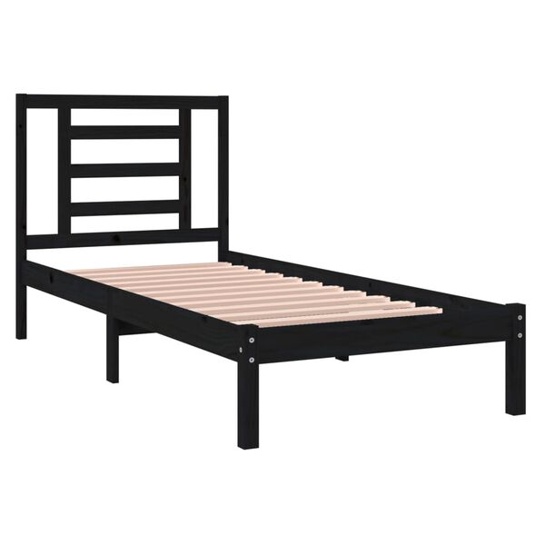 vidaXL Massivholzbett Schwarz 75x190 cm