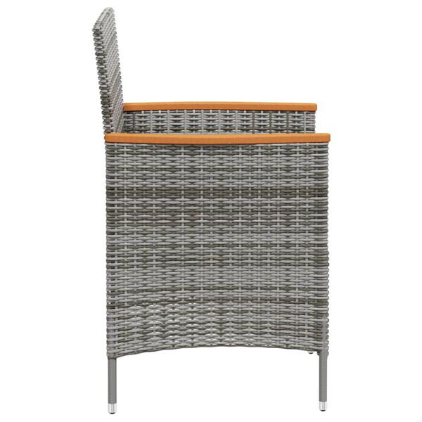 vidaXL 3-tlg. Garten-Essgruppe mit Kissen Poly Rattan Grau