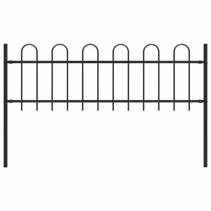 vidaXL Gartenzaun BOXTEL mit B&uuml;gelaufsatz Stahl 170 x 60 cm Schwarz