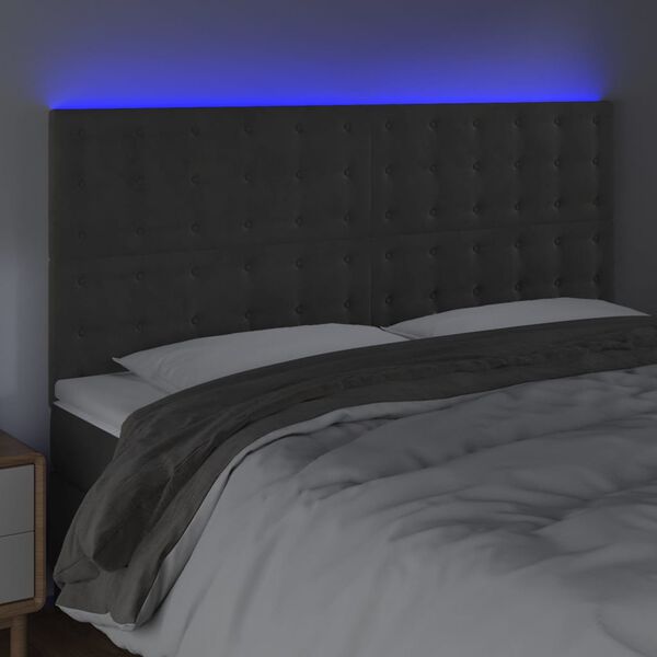 vidaXL LED Kopfteil Dunkelgrau 160x5x118/128 cm Samt