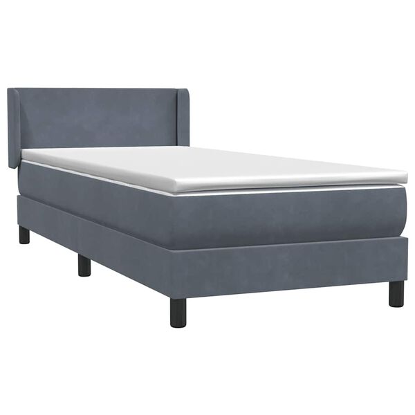 vidaXL Boxspringbett mit Matratze Dunkelgrau 100x220 cm Samt