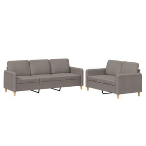 vidaXL 2-tlg. Sofagarnitur mit Kissen Taupe Stoff