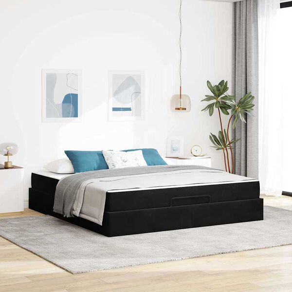 vidaXL Bettgestell mit Matratze mit Matratze 2 pcs Schwarz Samt