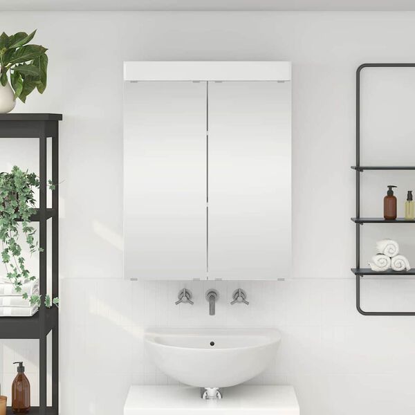 vidaXL Badezimmerspiegelschrank TULUM Hochglanz Wei&szlig; 60 x 16,5 x 78 cm