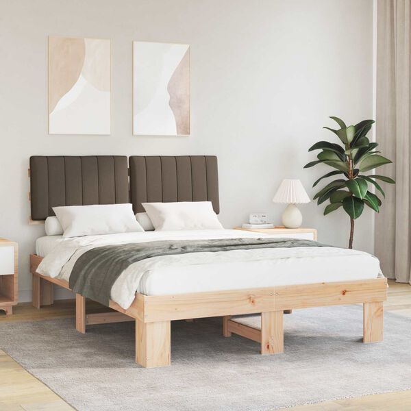 vidaXL Bettgestell mit gepolstertem Kopfteil Taupe 140 x 190 cm