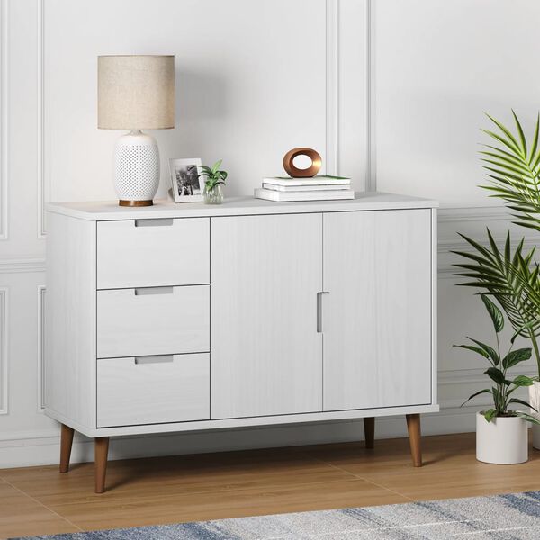 vidaXL Sideboard MOLDE Wei&szlig; 113x40x80 cm Massivholz Kiefer