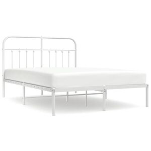 vidaXL Bettgestell mit Kopfteil Metall Wei&szlig; 140x200 cm