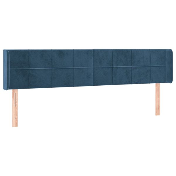 vidaXL Kopfteil mit Ohren Dunkelblau 203x16x78/88 cm Samt