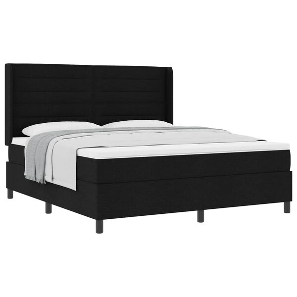 vidaXL Boxspringbett mit Matratze Schwarz 180 x 200 cm Stoff