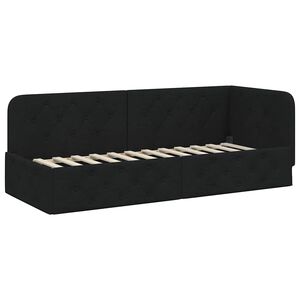 vidaXL Eckbettgestell mit Kopfteil Schwarz 80 x 200 cm Stoff