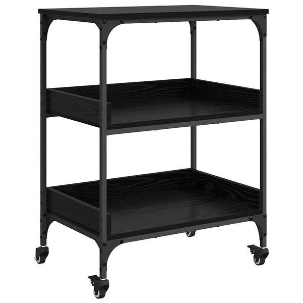 vidaXL K&uuml;chentrolley Schwarz Eichen-Optik 60 x 41 x 80,5 cm