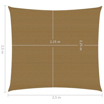 vidaXL Sonnensegel 160 g/m² Taupe 2,5x2,5 m HDPE