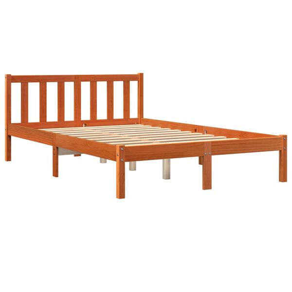 vidaXL Massivholzbett ohne Matratze Wachsbraun 140x190 cm Kiefernholz