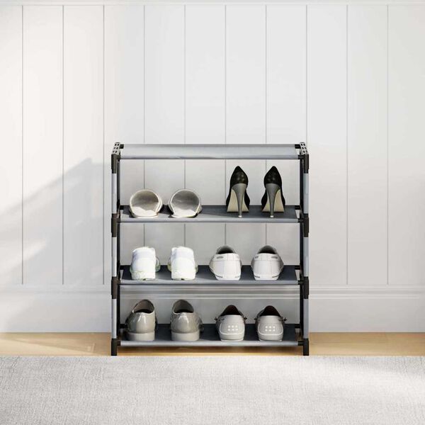 vidaXL Schuhregal 4 Ebenen Grau 54x28x55 cm Vliesstoff