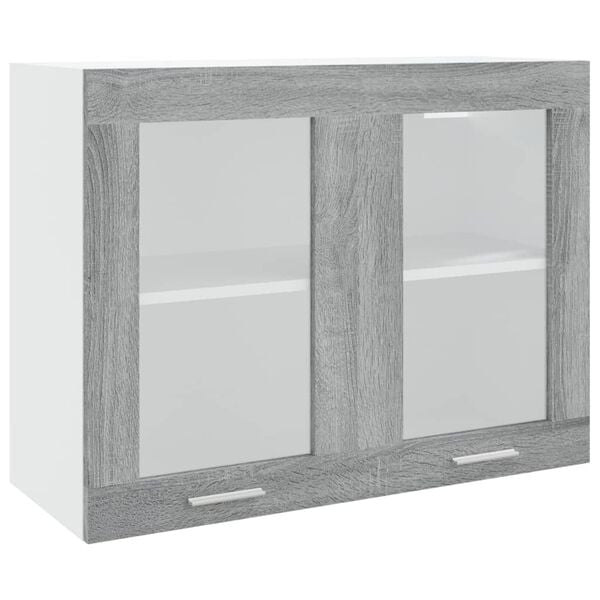 vidaXL Hängeschrank Lyon Glas Grau Sonoma 80x31x60 cm Holzwerkstoff