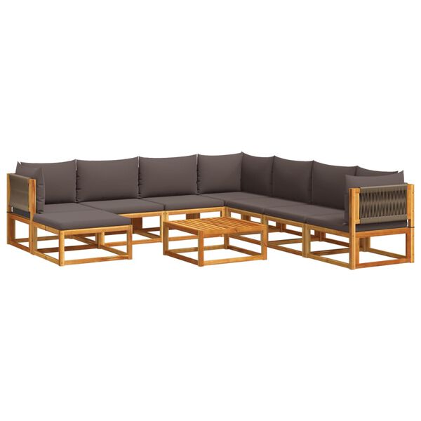 vidaXL 9-tlg. Gartensofa-Set mit Kissen Holz Akazie & Seil