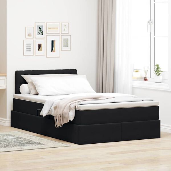 vidaXL Aufbewahrungsbett mit Matratze Schwarz 120 x 190 cm Samt