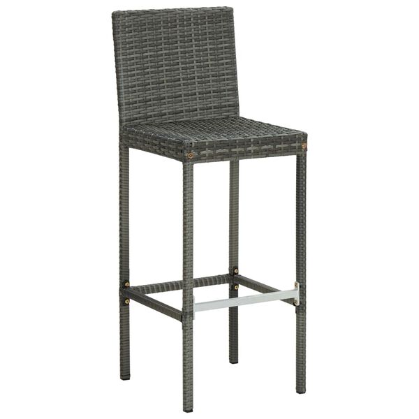 vidaXL Garten-Barhocker mit Kissen 4 Stk. Grau Poly Rattan