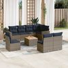 vidaXL 9-tlg. Garten-Sofagarnitur mit Kissen Grau Poly Rattan