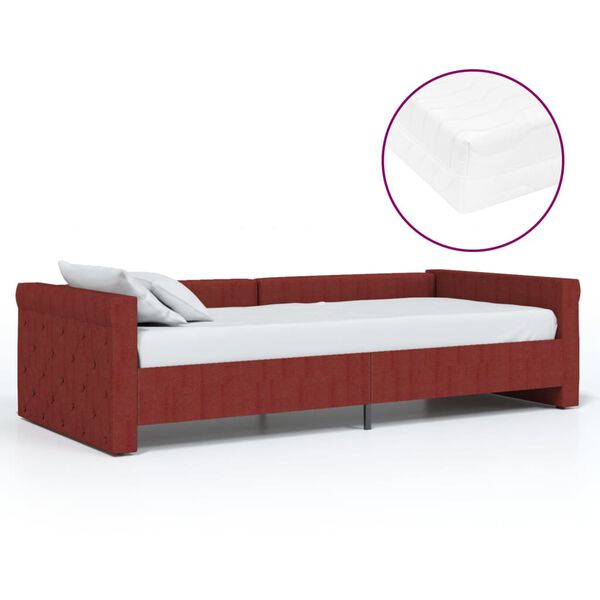 vidaXL Tagesbett mit Matratze USB Weinrot Stoff 90x200 cm