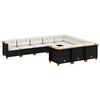 vidaXL 10-tlg. Garten-Sofagarnitur mit Kissen Schwarz Poly Rattan