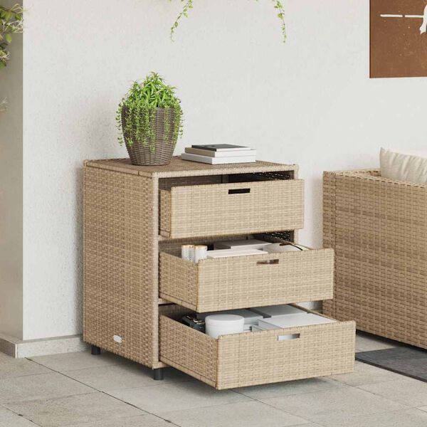 vidaXL Gartenschrank Beige 55x59x69 cm Poly Rattan