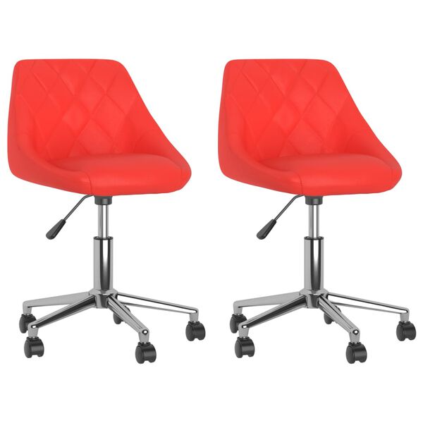 vidaXL Esszimmerst&uuml;hle 2 Stk. Drehbar Rot Kunstleder