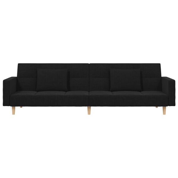 vidaXL Schlafsofa 2-Sitzer mit 2 Kissen Schwarz Stoff