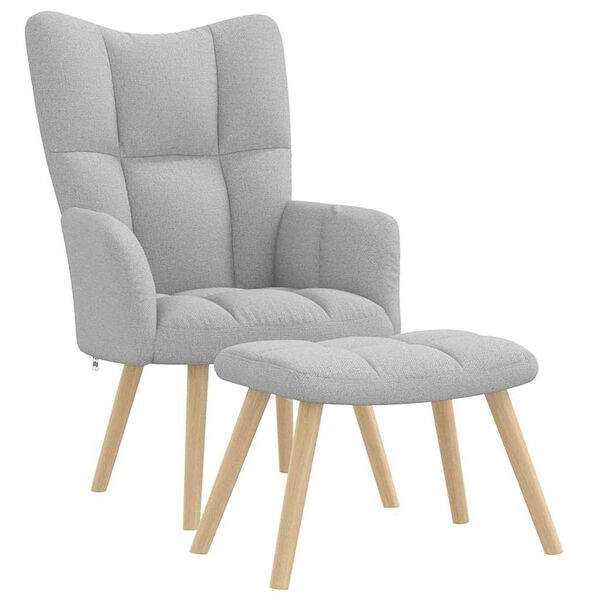 vidaXL Relaxsessel mit Fu&szlig;hocker Wolkengrauer Stoff