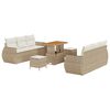 vidaXL Gartensofa-set mit Kissen mit Speicher 9 pcs Beige Poly-Rattan
