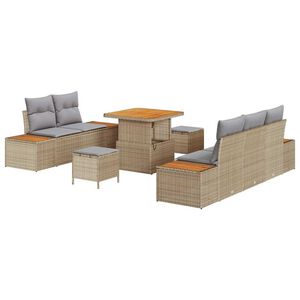 vidaXL Garten-Sofa-Set mit Kissen 8 pcs Beige und Hellgrau