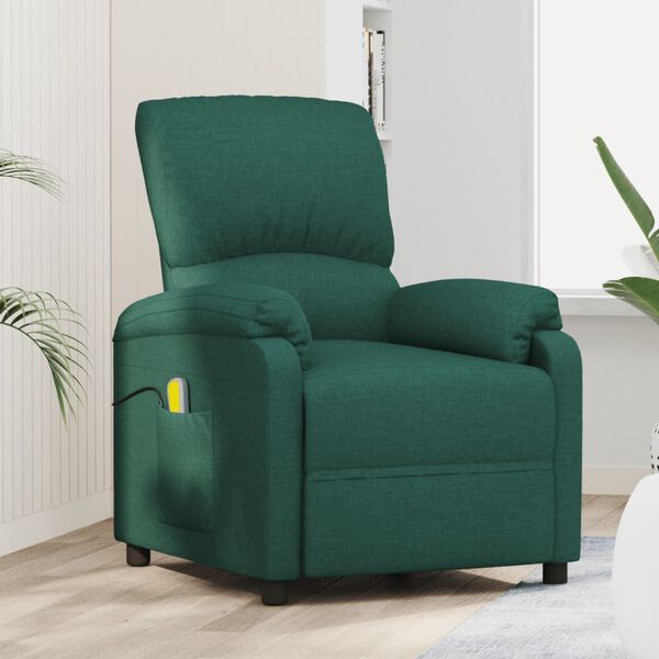 vidaXL Massagesessel Dunkelgr&uuml;n Stoff