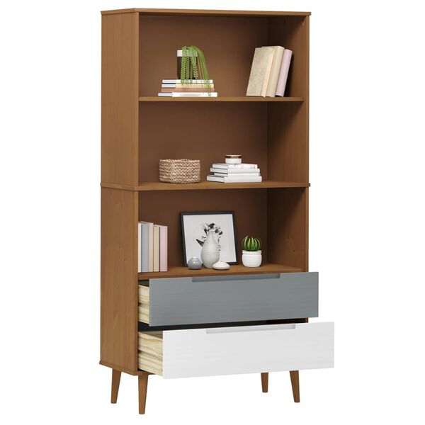 vidaXL B&uuml;cherregal MOLDE Braun 85x35x170,5 cm Massivholz Kiefer