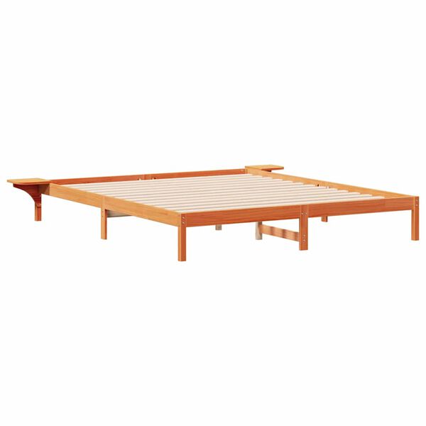 vidaXL Bettgestell mit Nachttischen Wachsbraun 180 x 220 cm