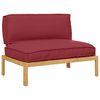 vidaXL Sofa Set mit Kissen Weinrot 120 x 92 x 69 cm Massivholz Akazie