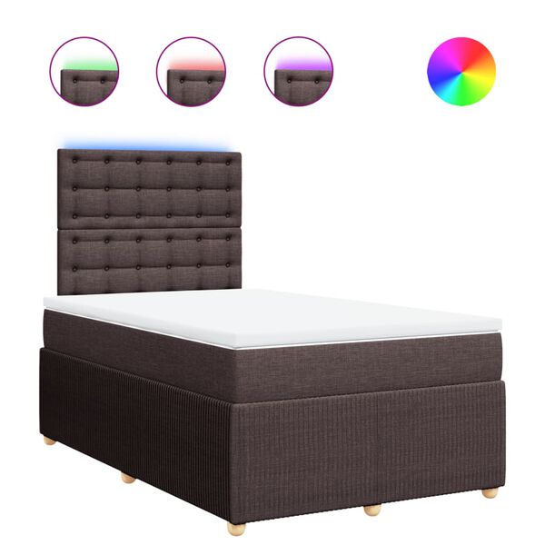 vidaXL Boxspringbett mit Matratze Dunkelbraun 120x190 cm Stoff